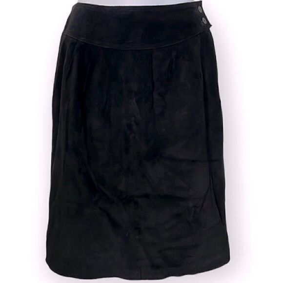 Lord & Taylor Leather Suede Pencil Skirt Black Vintage With Box Size 8P - Picture 1 of 9